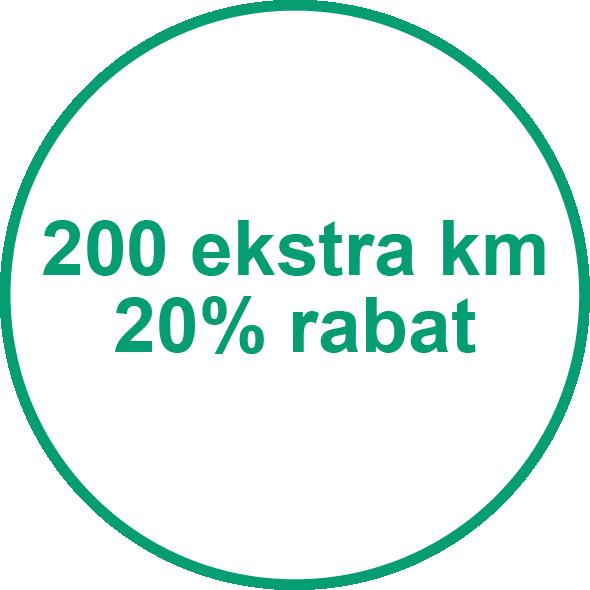 200 ekstra kilometer med rabat