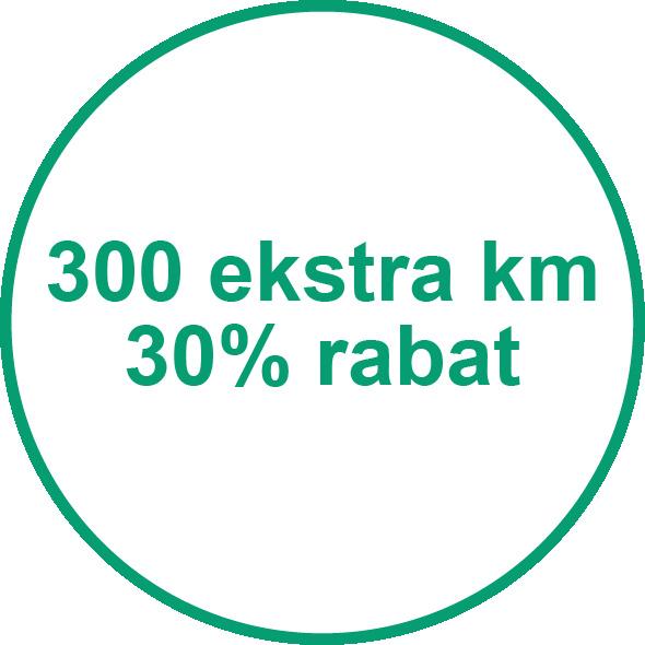 300 ekstra km med rabat